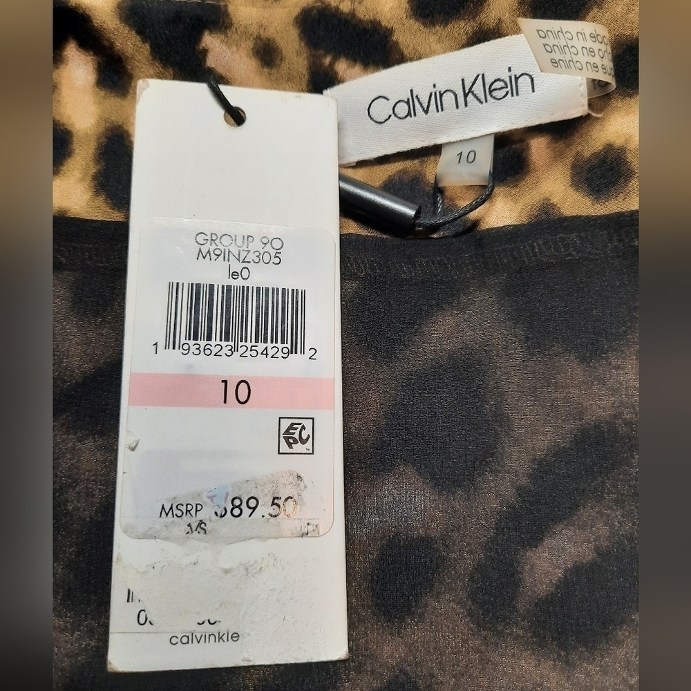 Calvin Klein Leopard Animal Print Lined Asymmetrical Midi Skirt Size 10 New Tags - Picture 6 of 10
